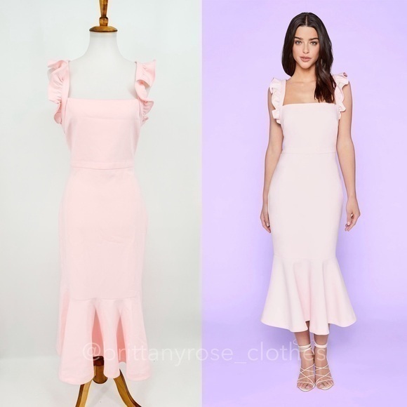 LIKELY Hara Ruffle Midi Dress in Rose Shadow NWT - Picture 1 of 6